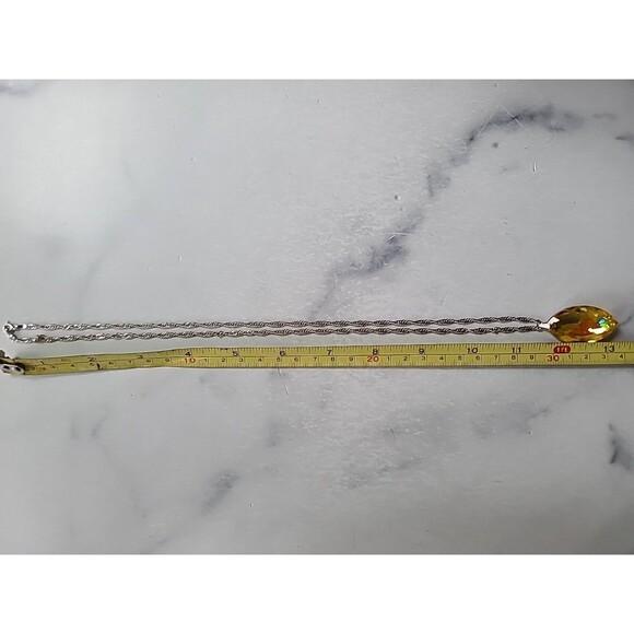 925 Sterling Silver Faceted Crystal Pendant Necklace Vintage Made In Mexico - Picture 9 of 10